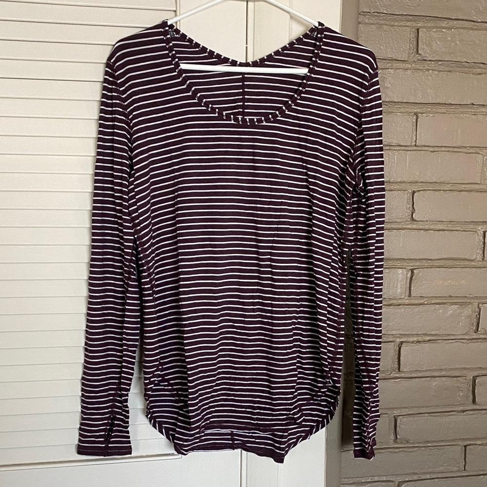 lululemon athletica Striped Long Sleeve Top - Purple and White